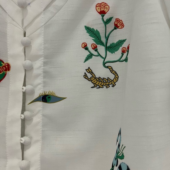 White print long sleeve blouse - Picture 2 of 5